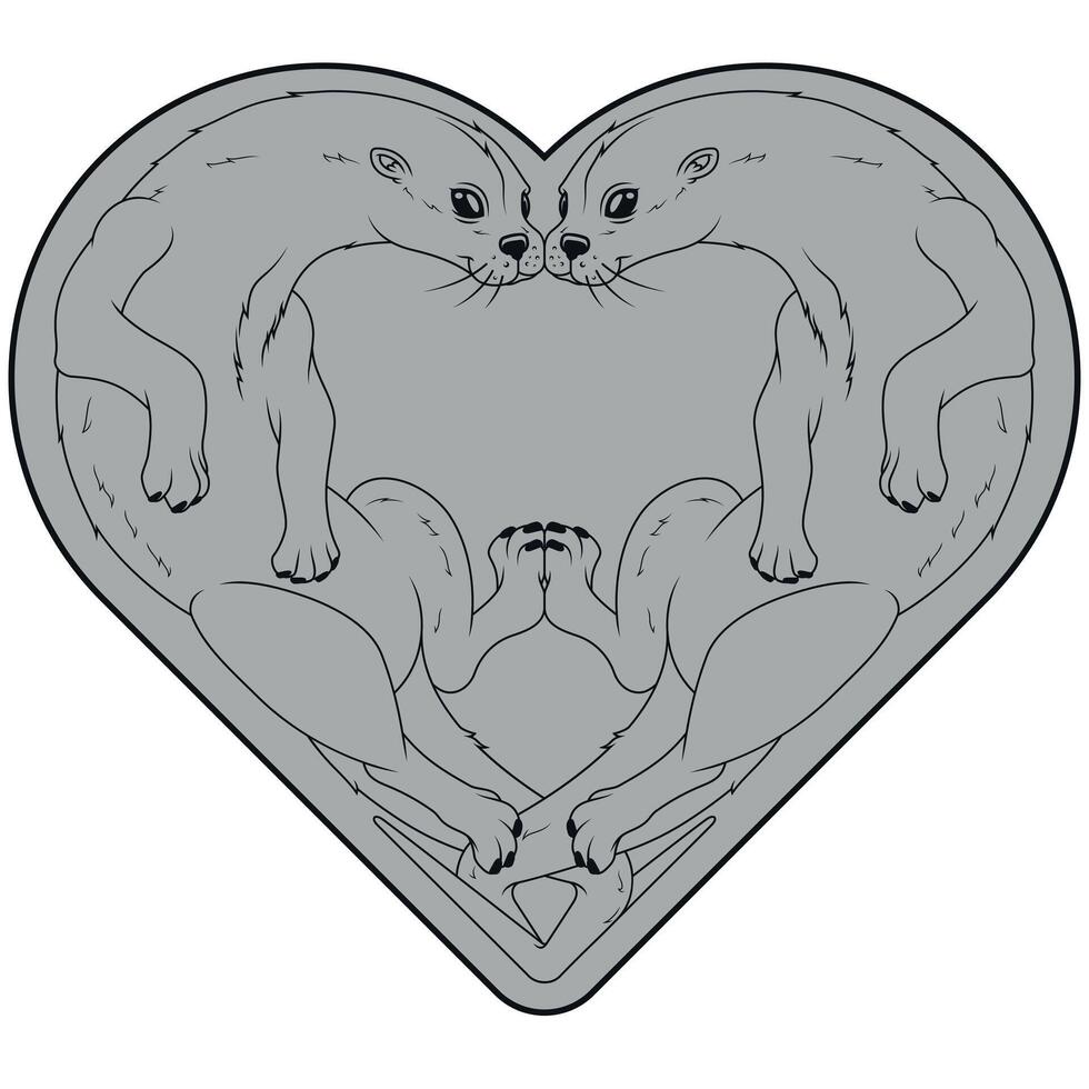 Couple of otters celebrating the love of nature vector