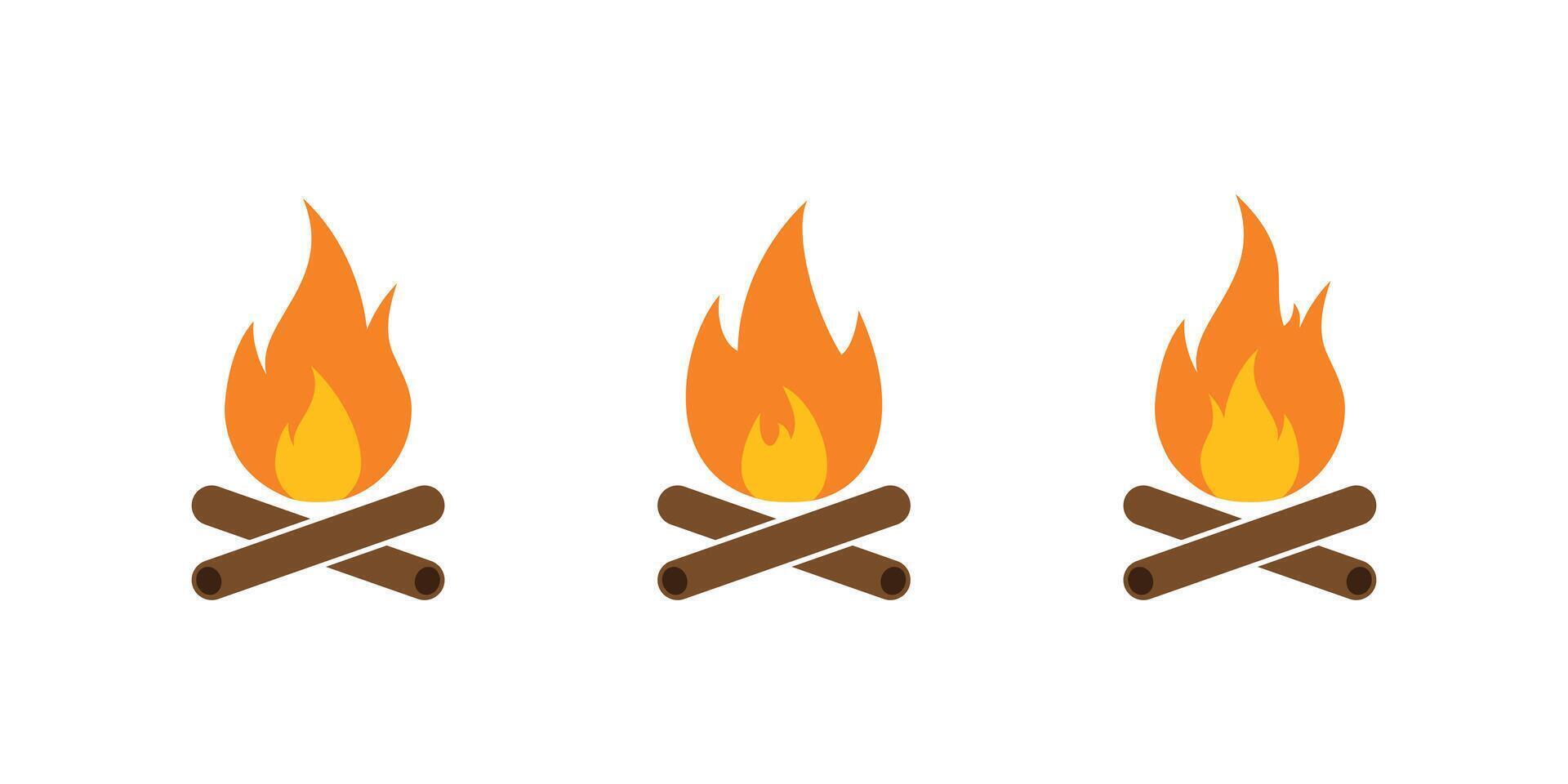 Bonfire icon set in flat style. Campfire sign symbol vector