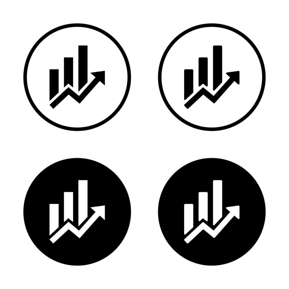 Business chart icon on black circle. Financial graph sign symbol vector