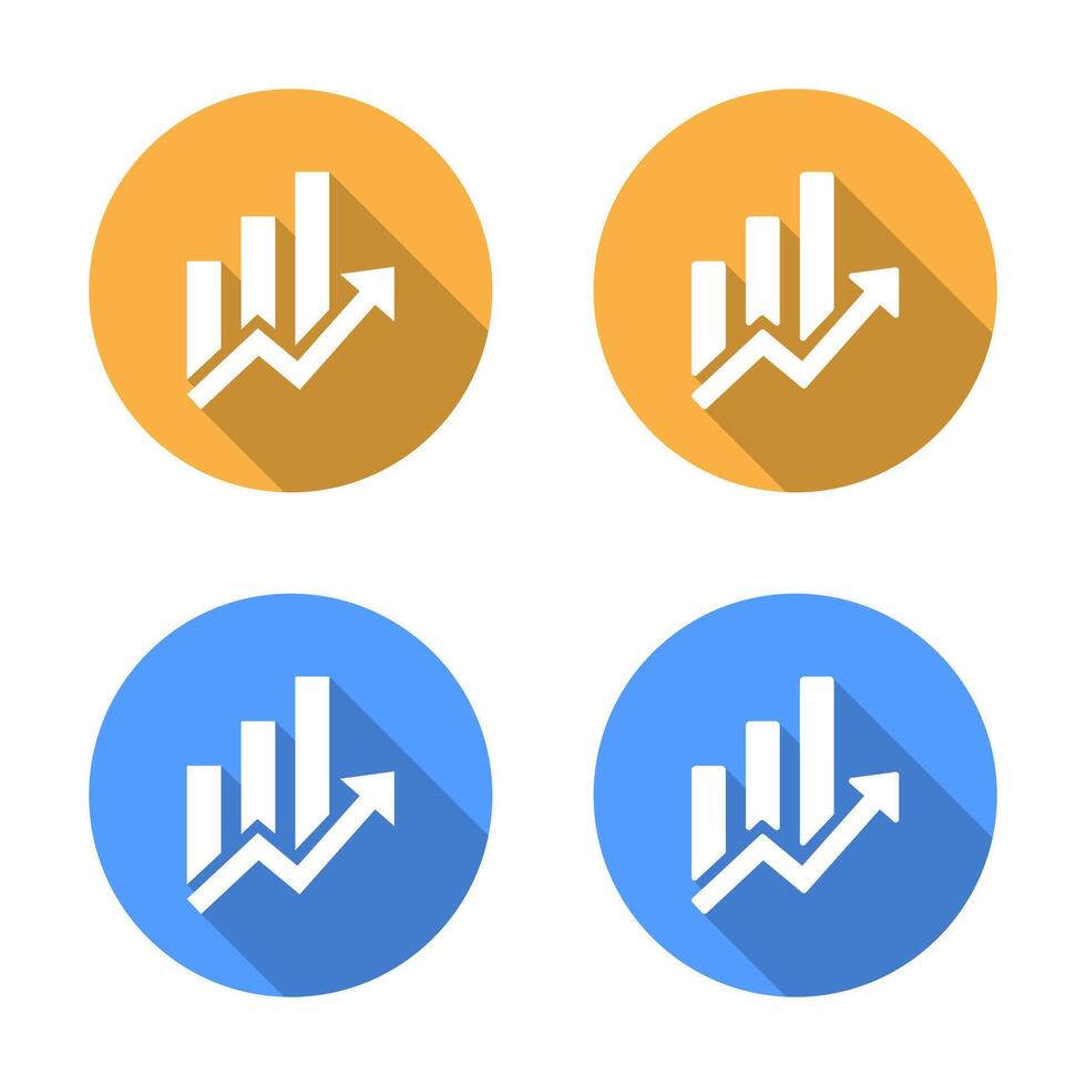 Business chart icon with long shadow. Financial graph concept vector