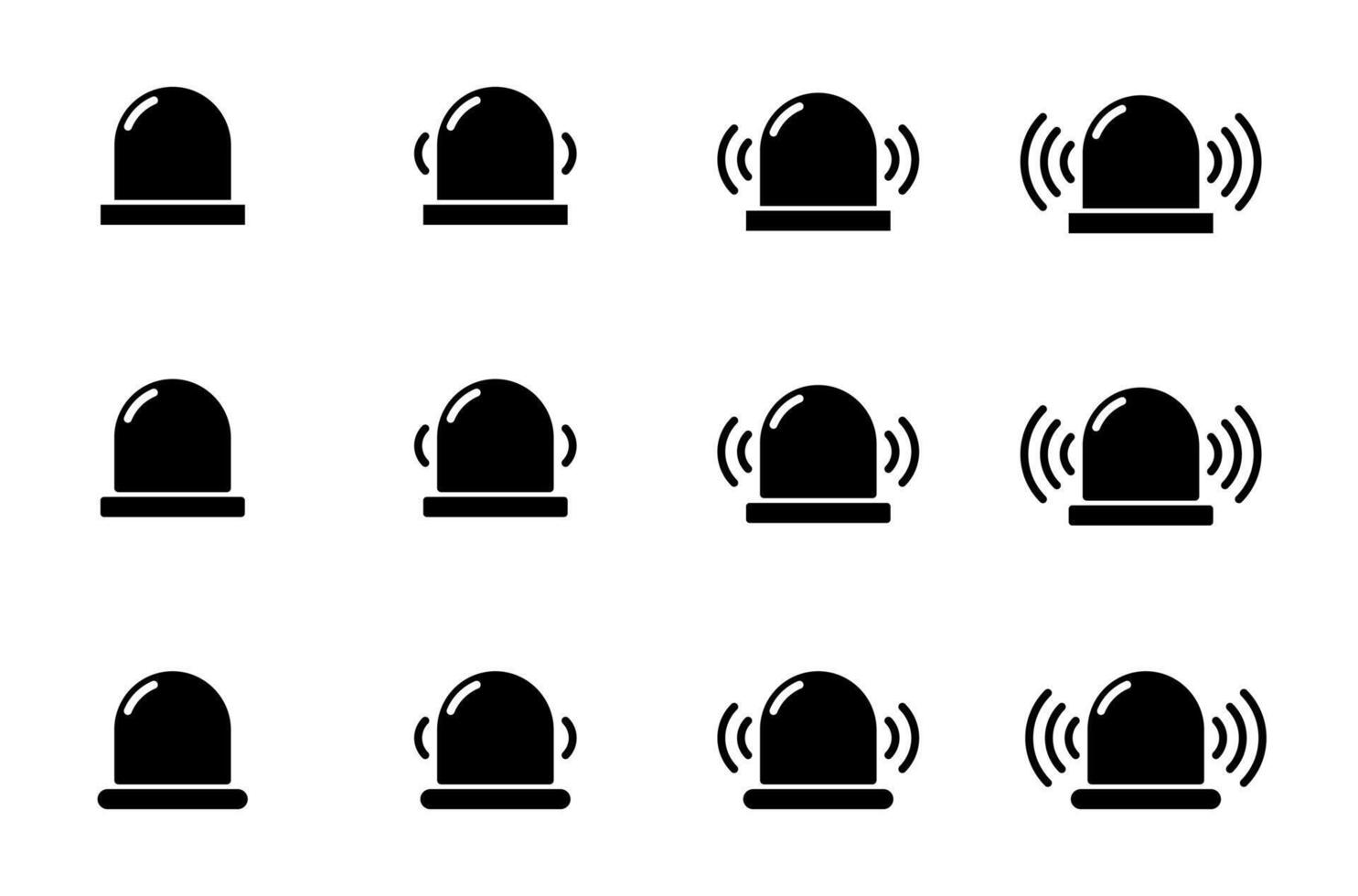 Emergency siren icon set collection. Ambulance light sign symbol vector
