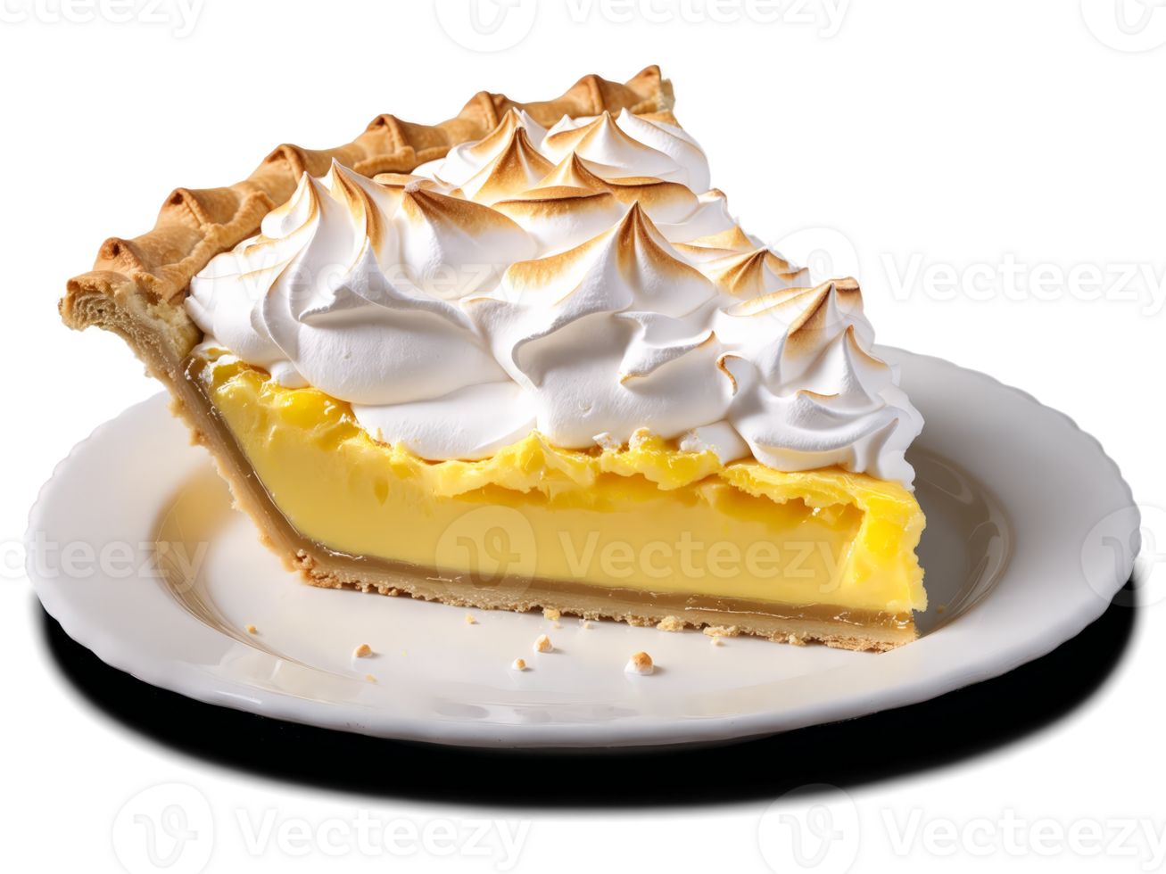 Lemon meringue pie with flaky crust tart lemon filling and meringue topping png