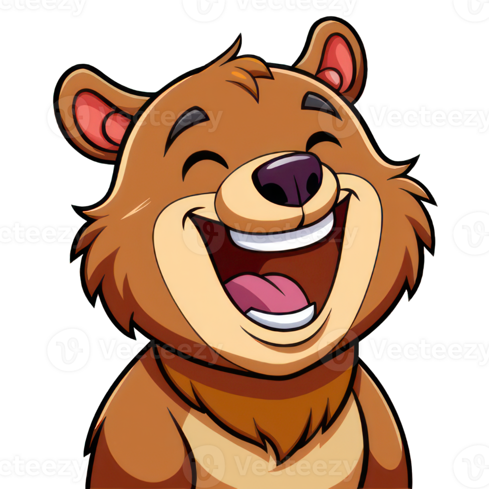 A cartoon bear smiling and laughing png