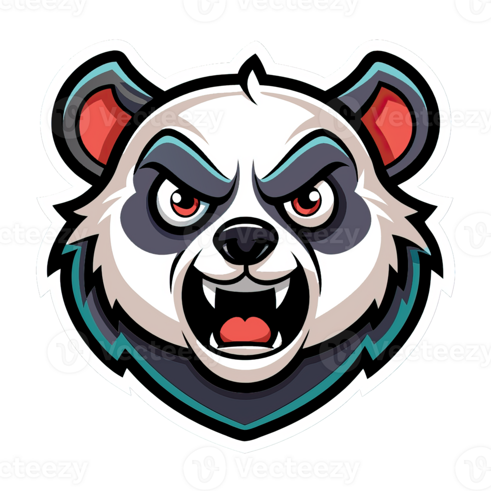 A panda bear mascot head with an angry expression png