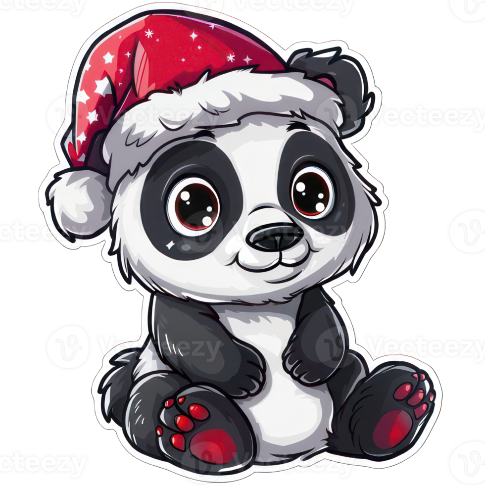 A panda bear wearing a santa hat png