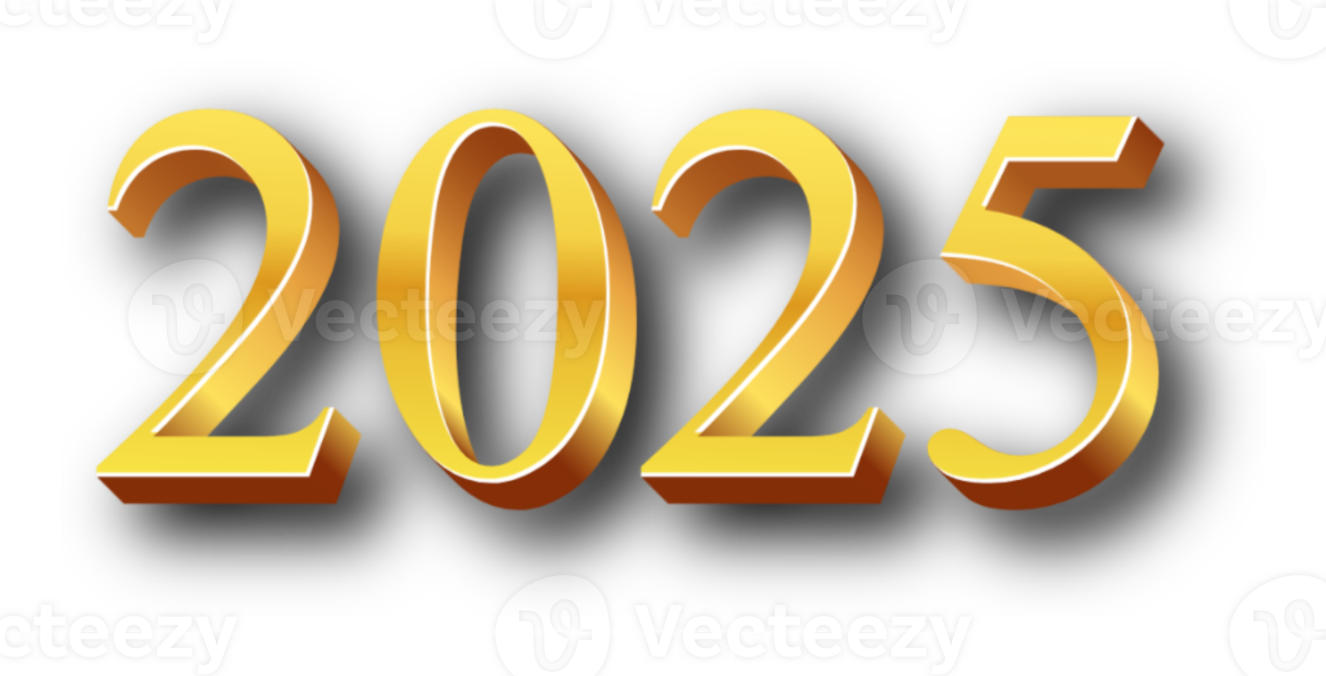 2025 Happy New Year Golden 3d Texting png