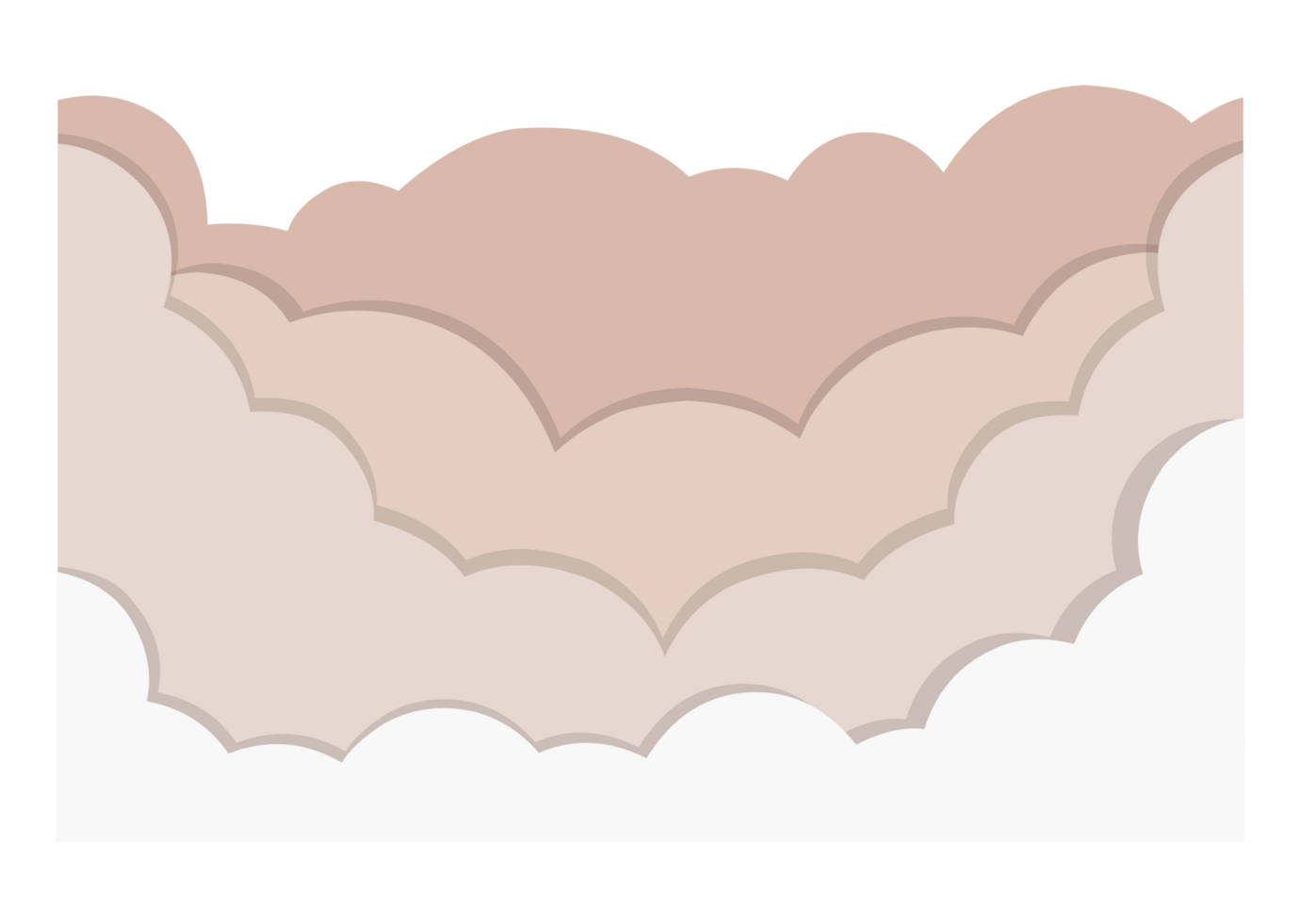 Abstract layered cloud illustration in soft color png