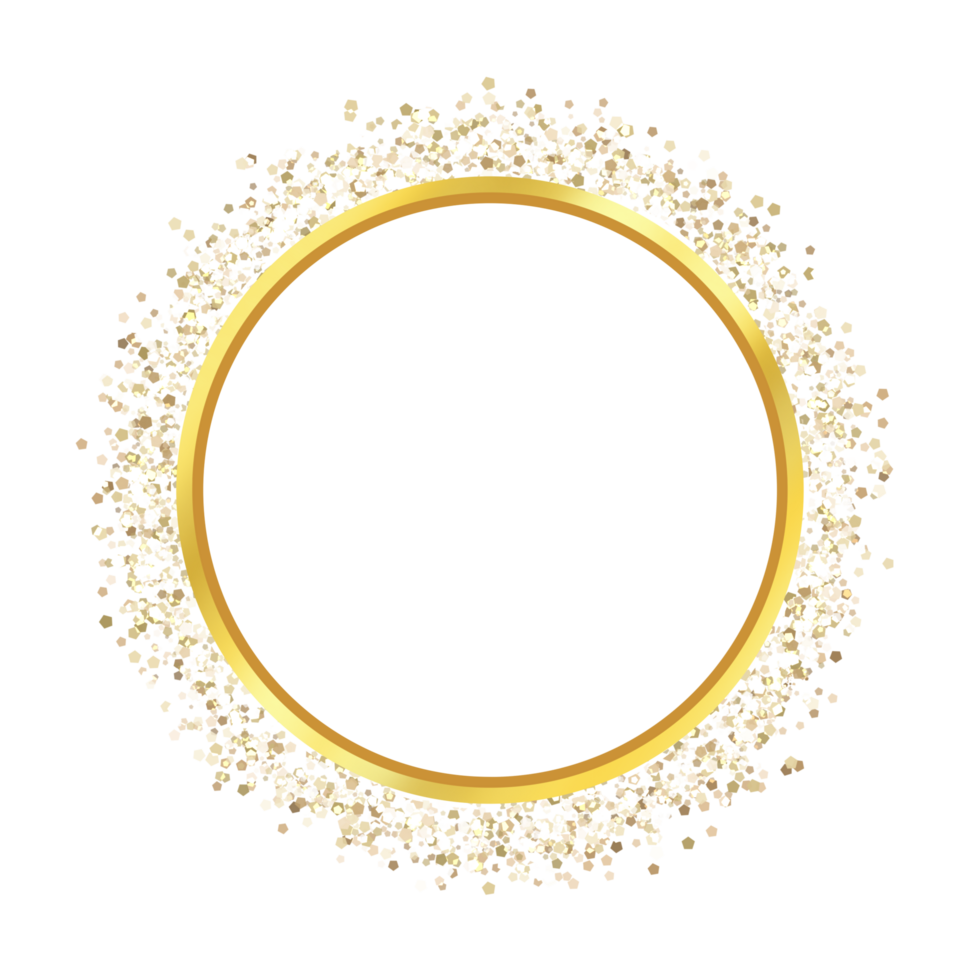 Sparkling circle gold frame png