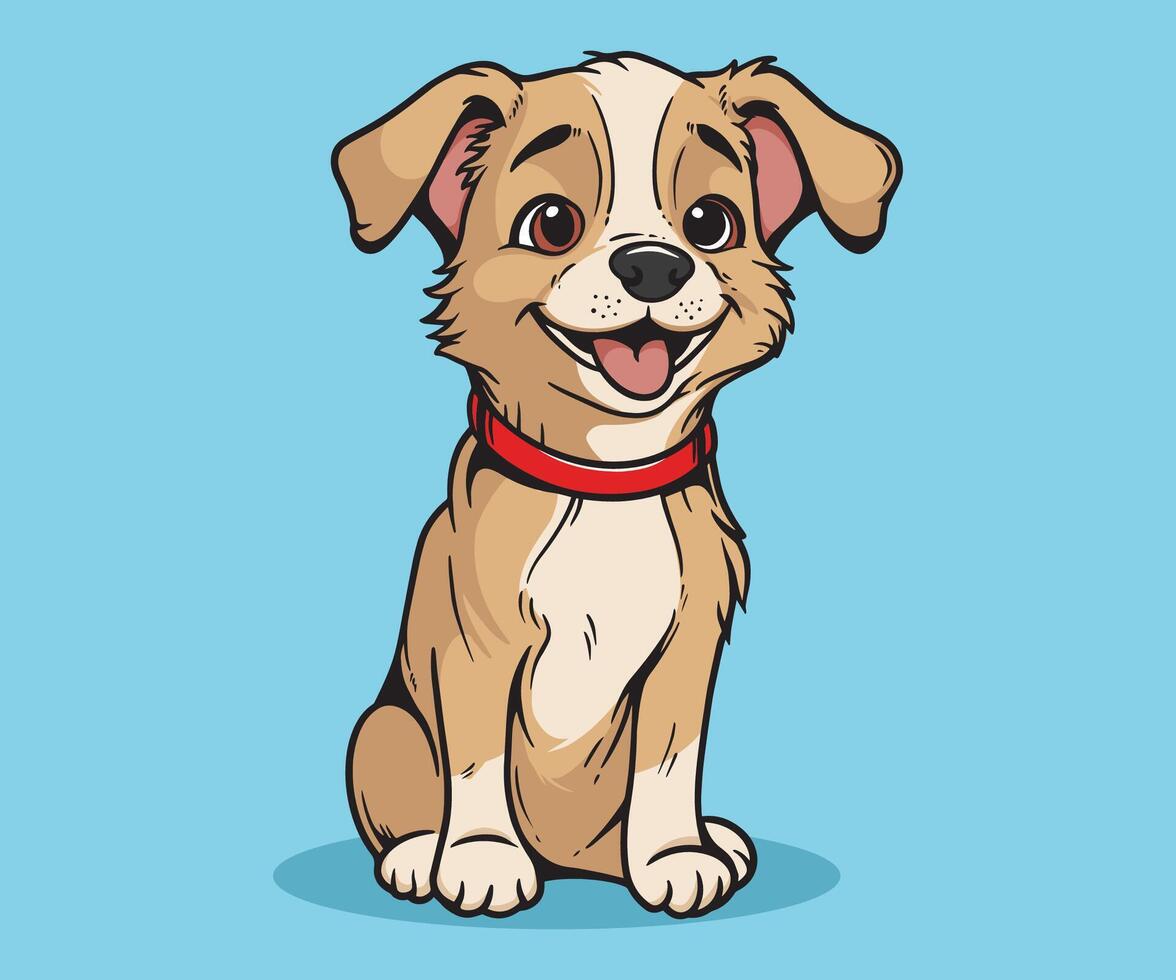 Cute Puppy with red collar vector