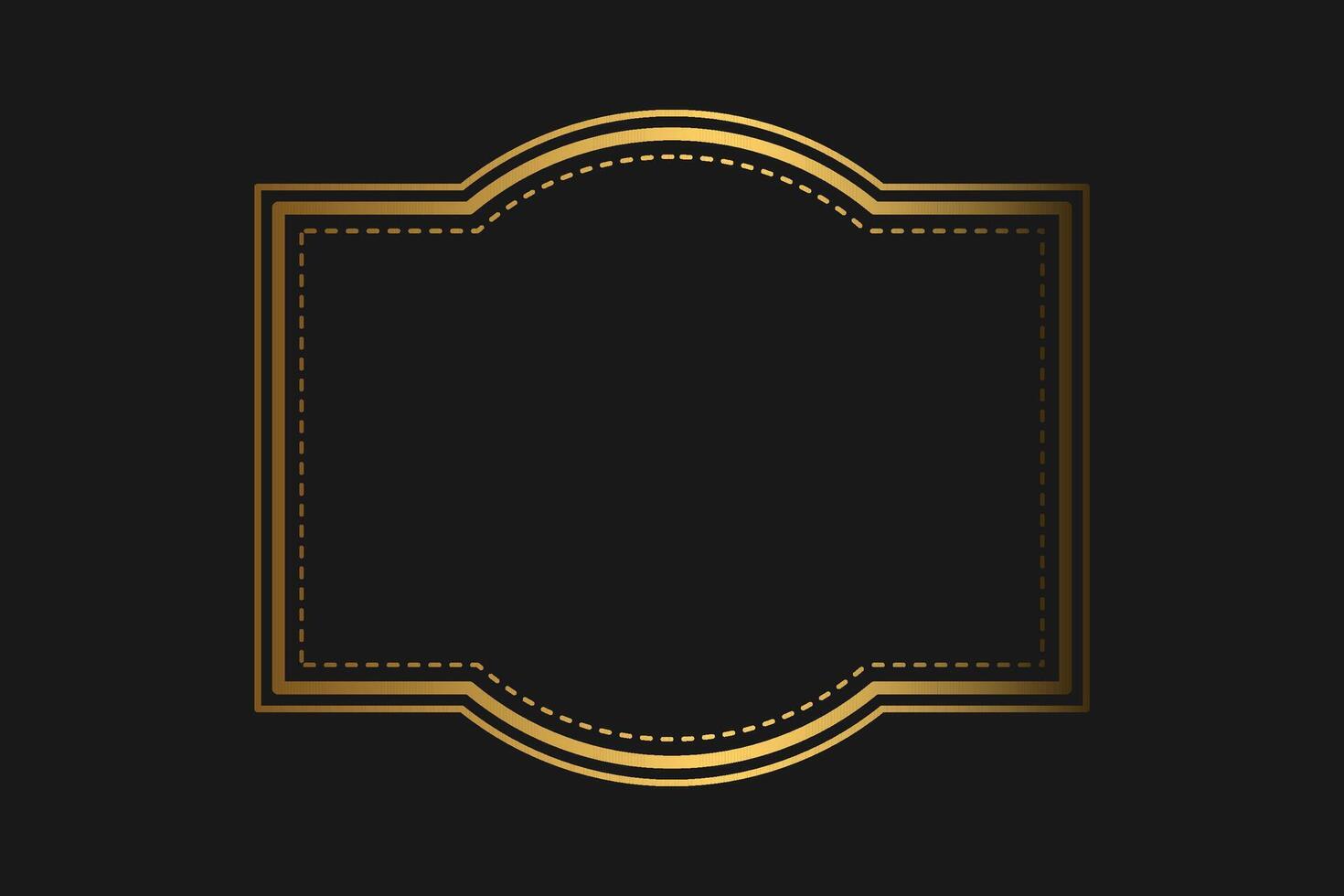 Elegant vintage gold retro frame on black background, with patterns, with empty space . illustration vector