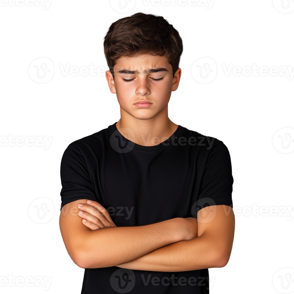 Serious boy with arms crossed png