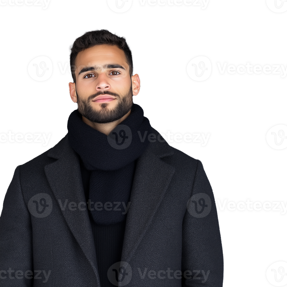 Man in black turtleneck and coat png
