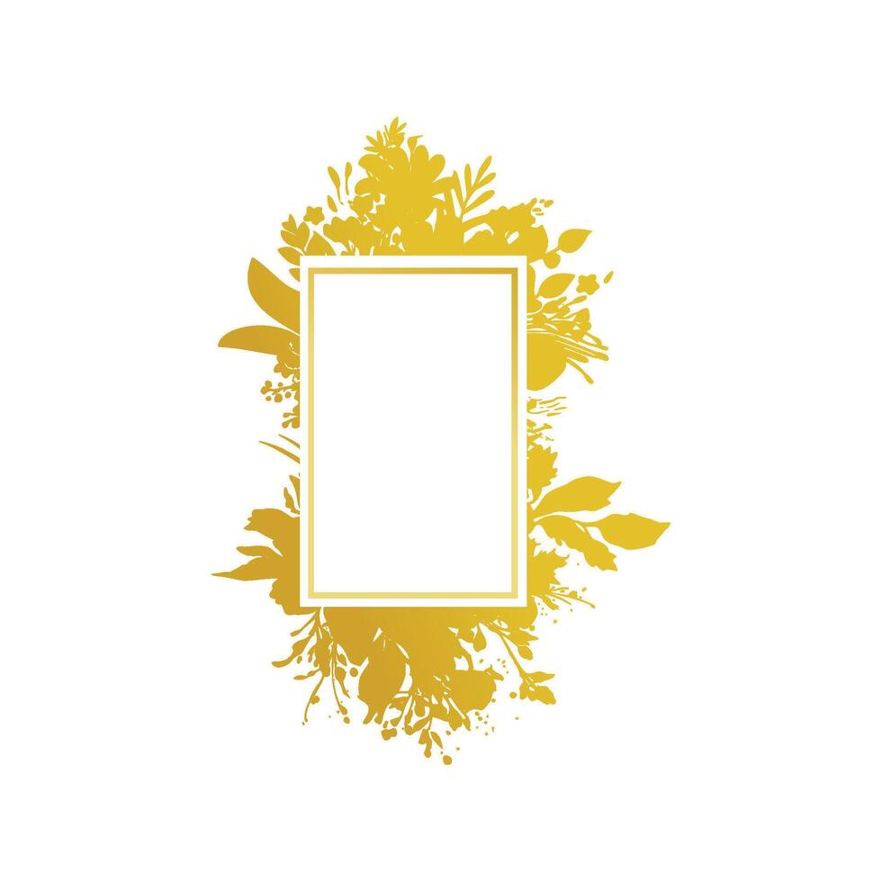 golden vertical square floral frame vector