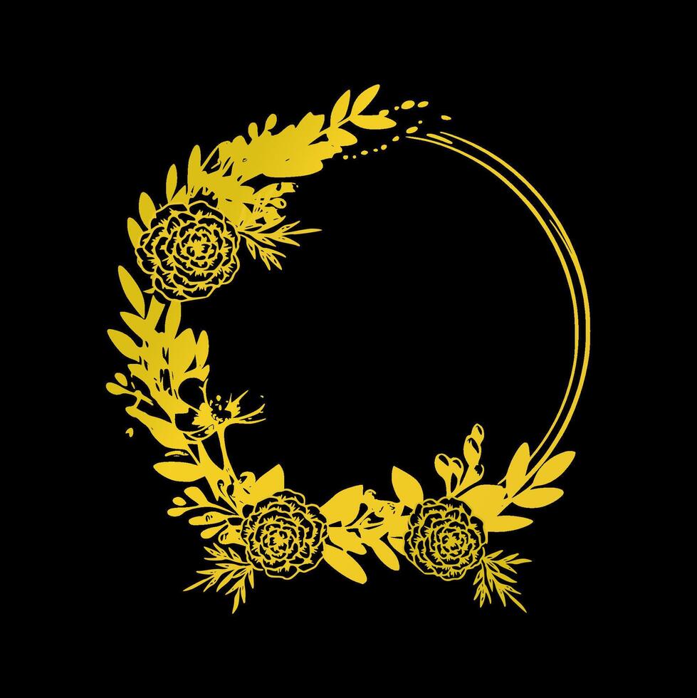 yellow circle floral frame vector
