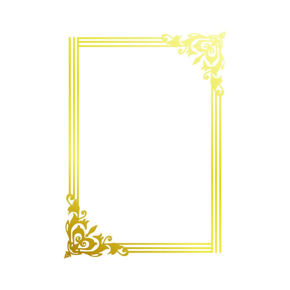 gold frame with ornaments on the corners vector