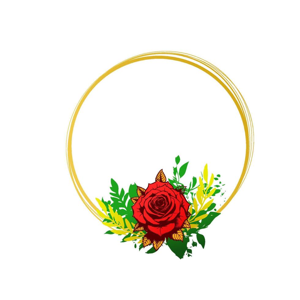 red rose floral frame vector