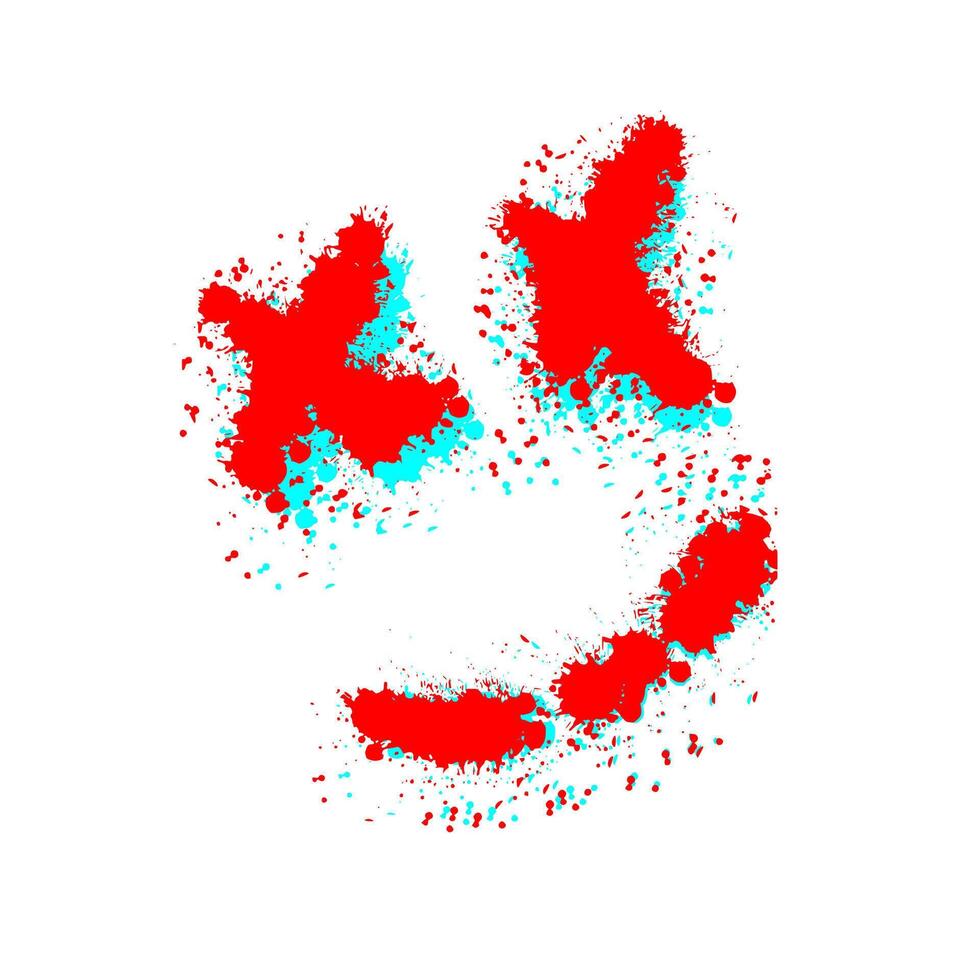 a splash of red paint in the shape of a face vector