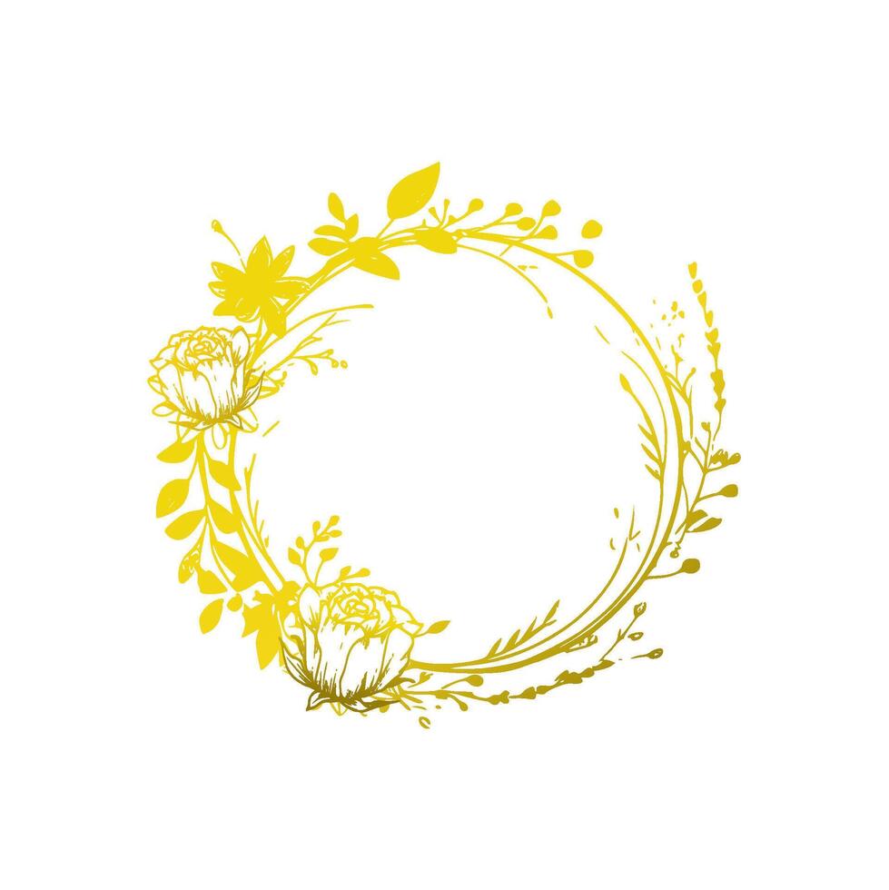 elegant circle floral frame vector