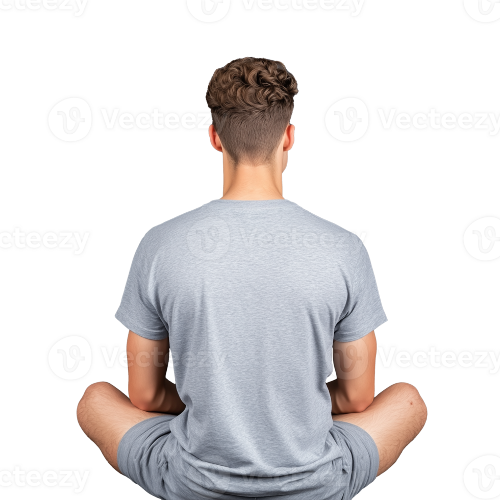 Man sitting cross legged from behind png