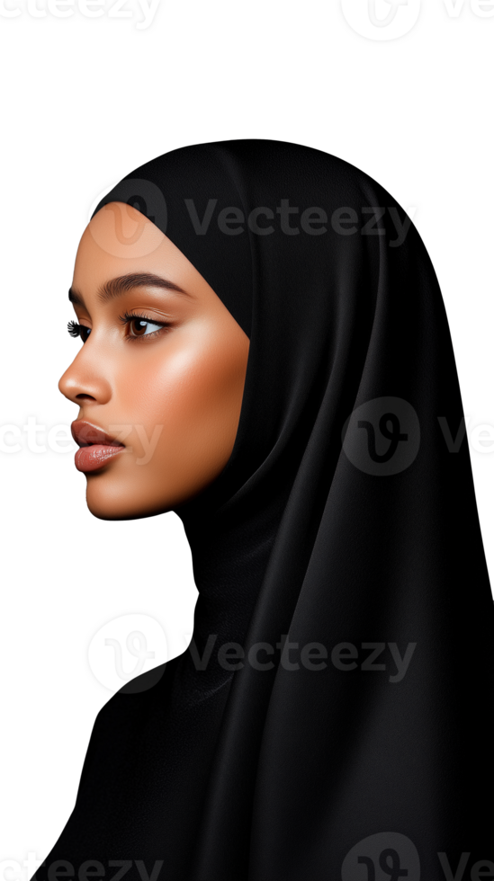 Side profile of woman in black hijab png