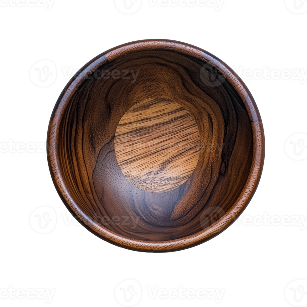 Wooden bowl with rich grain texture png