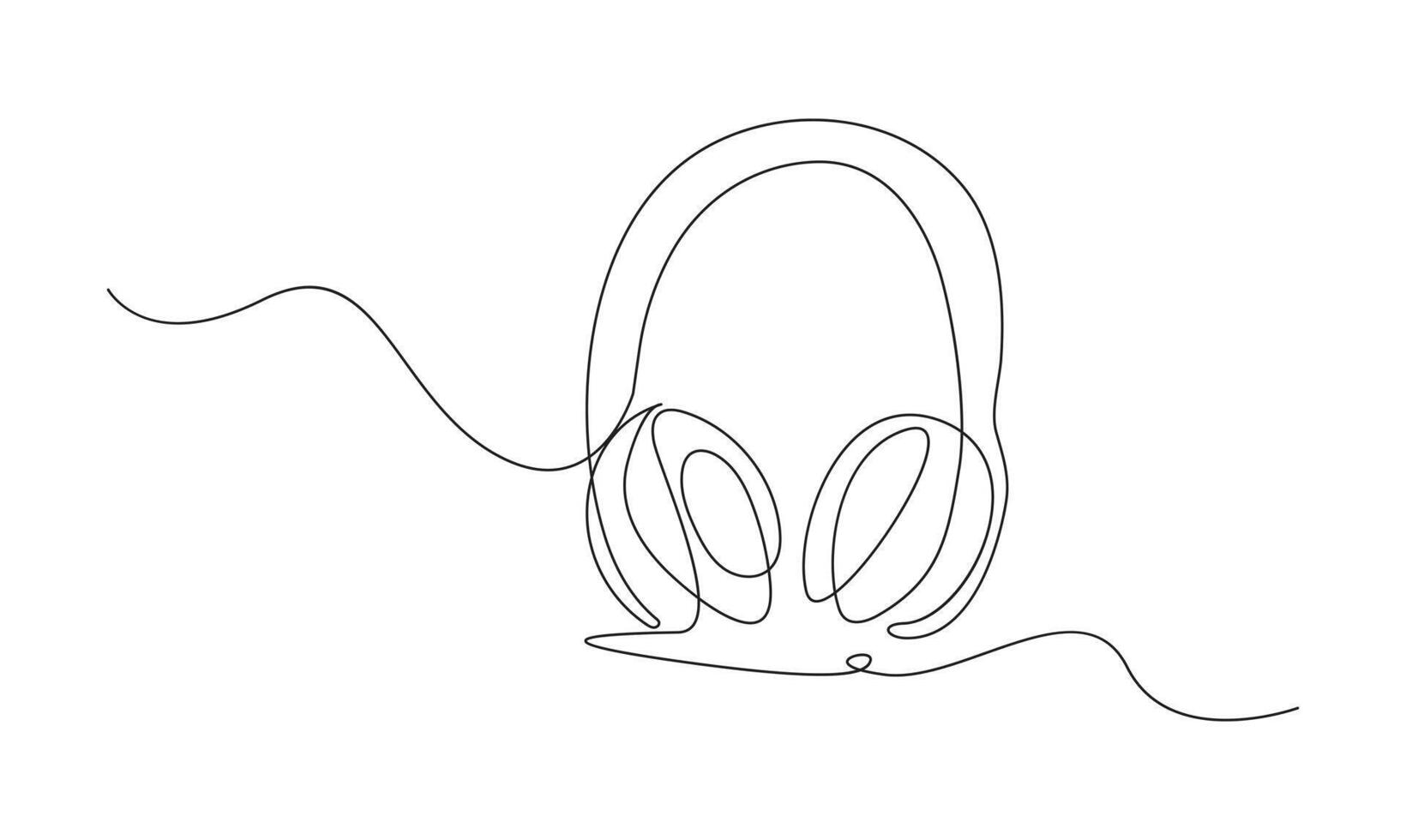 one Continuous line drawing of headphones speaker headset gadget and earphones devices minimalist. vector