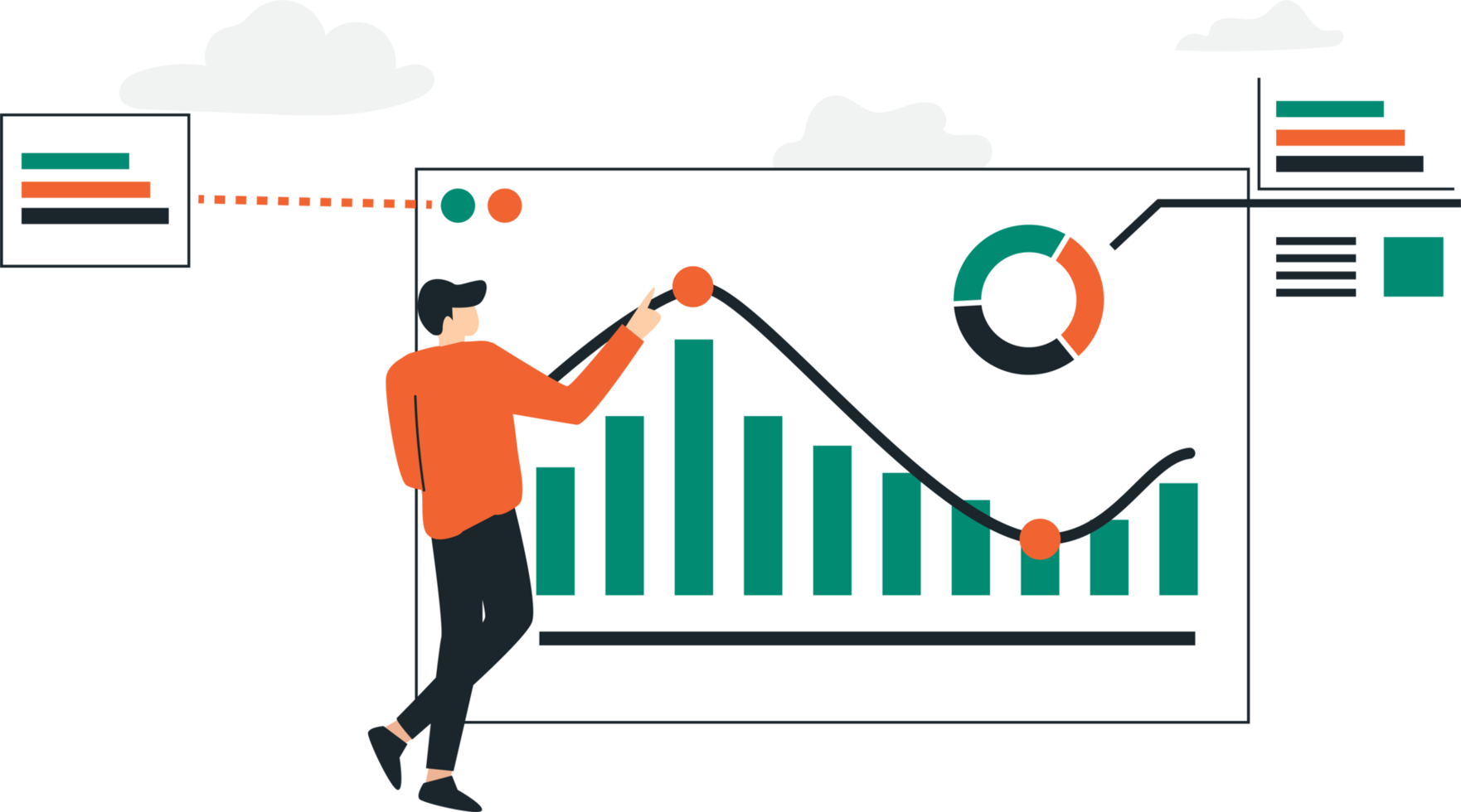 person Data analitycs search and SEO graphic icons, infographic png