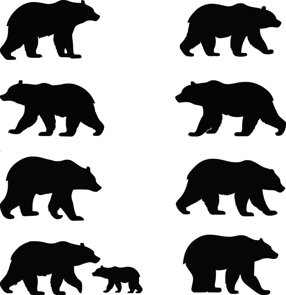 Unique Collection Of Bear Silhouette vector