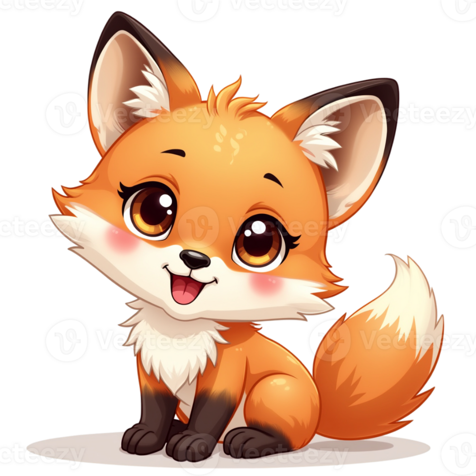 A cute cartoon fox with big eyes cutouts png