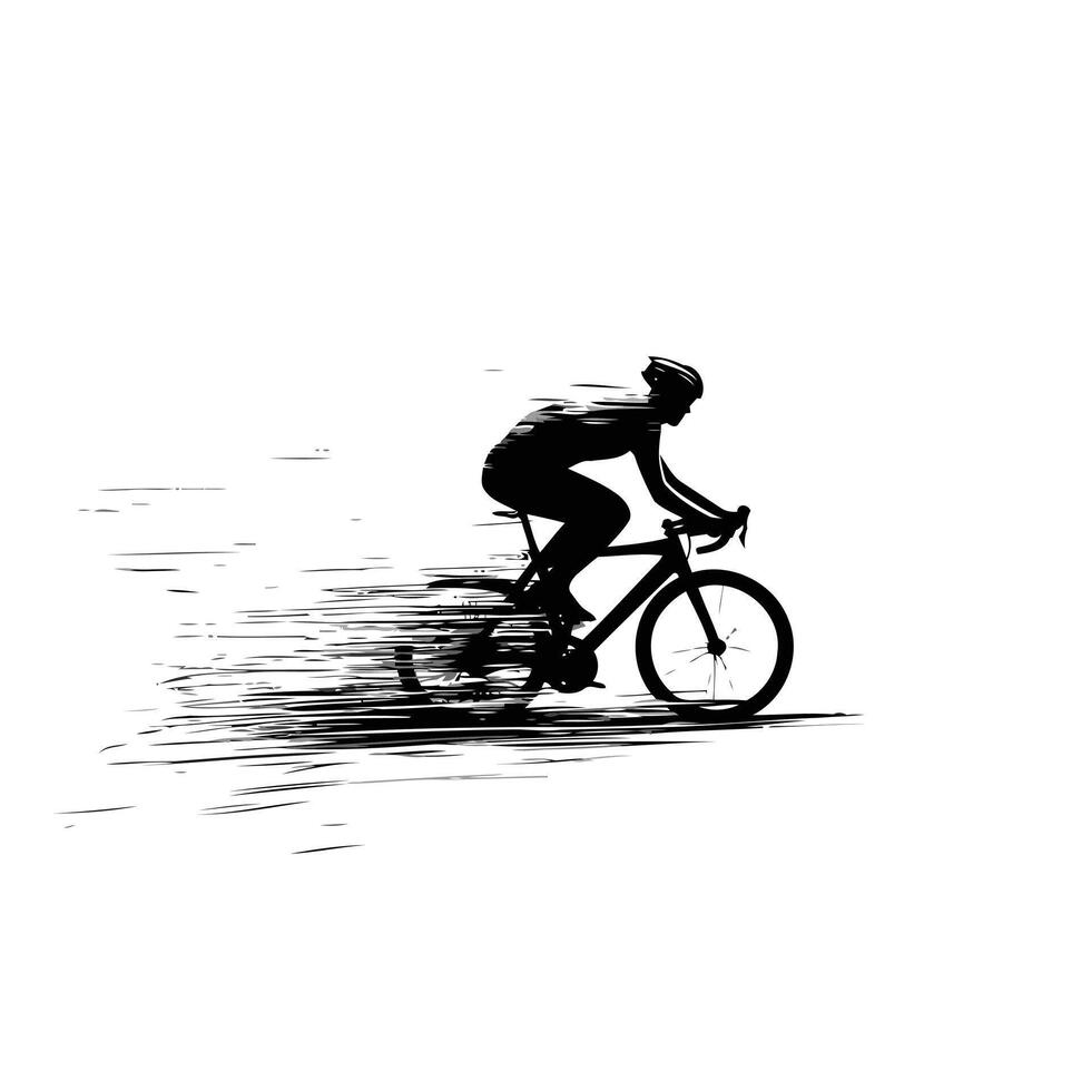 Silhouette of a cyclist on a racing bicycle on a white background vector