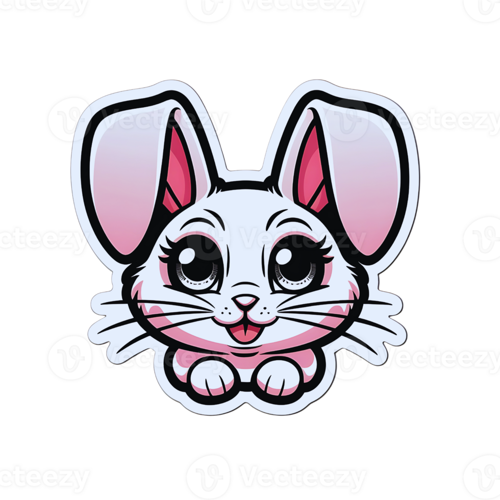 A cute bunny sticker with big eyes png