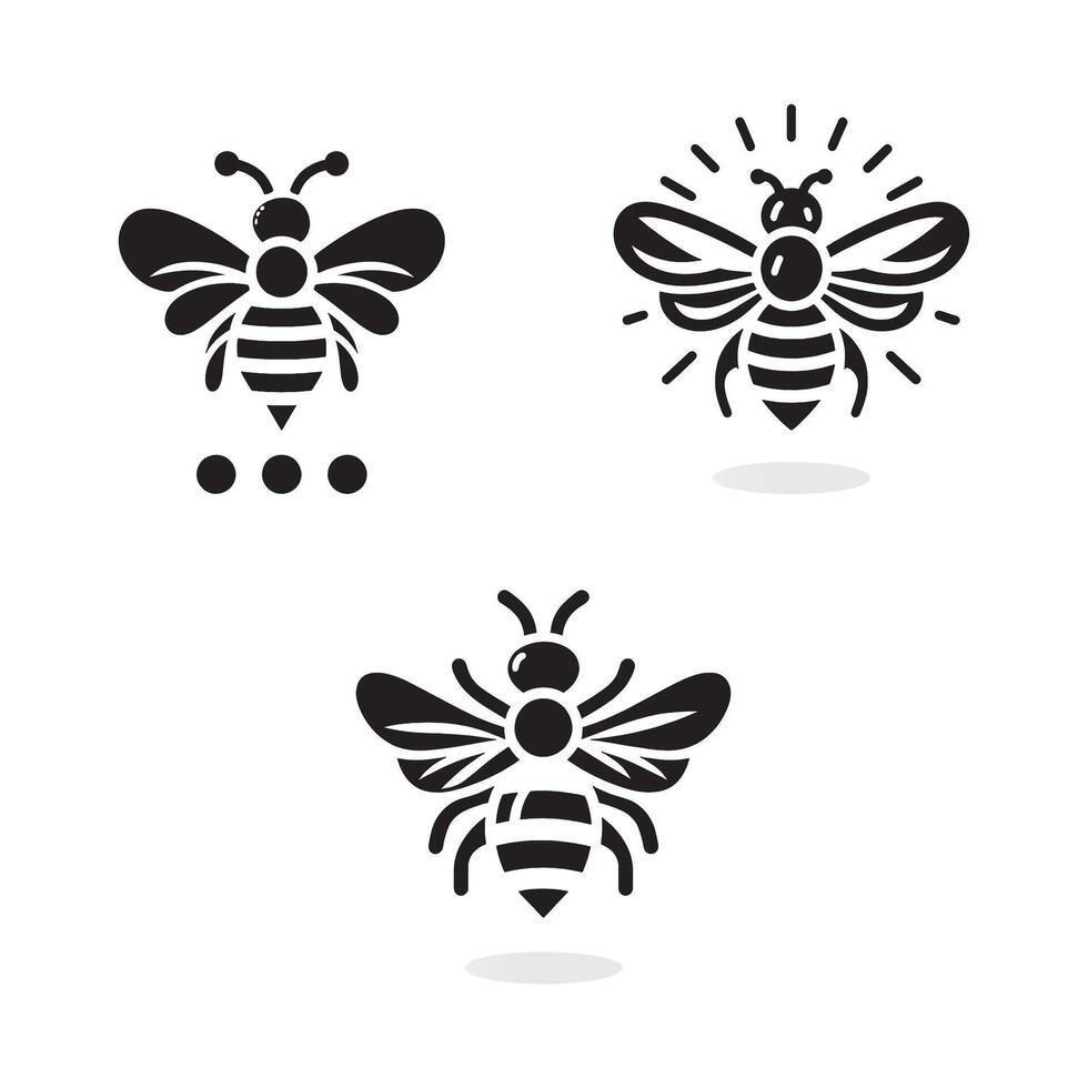 bee logo illustration design icon collection vector