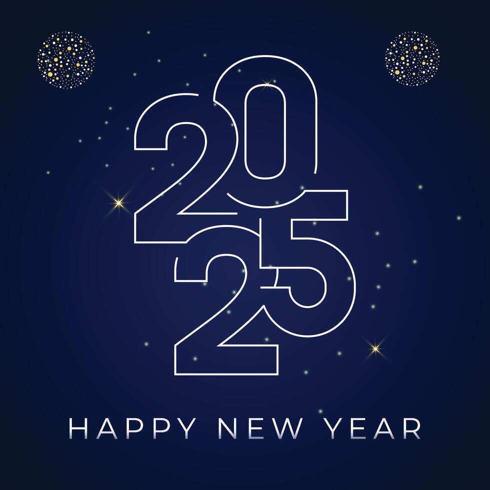 Happy new year 2025 firework background vector