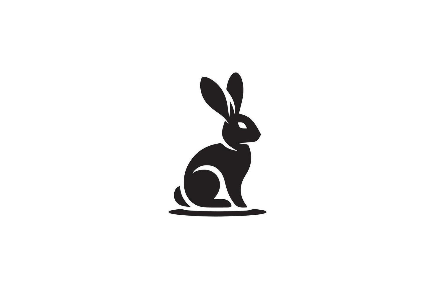 Rabbit bunny lhouette black icsion on white background vector