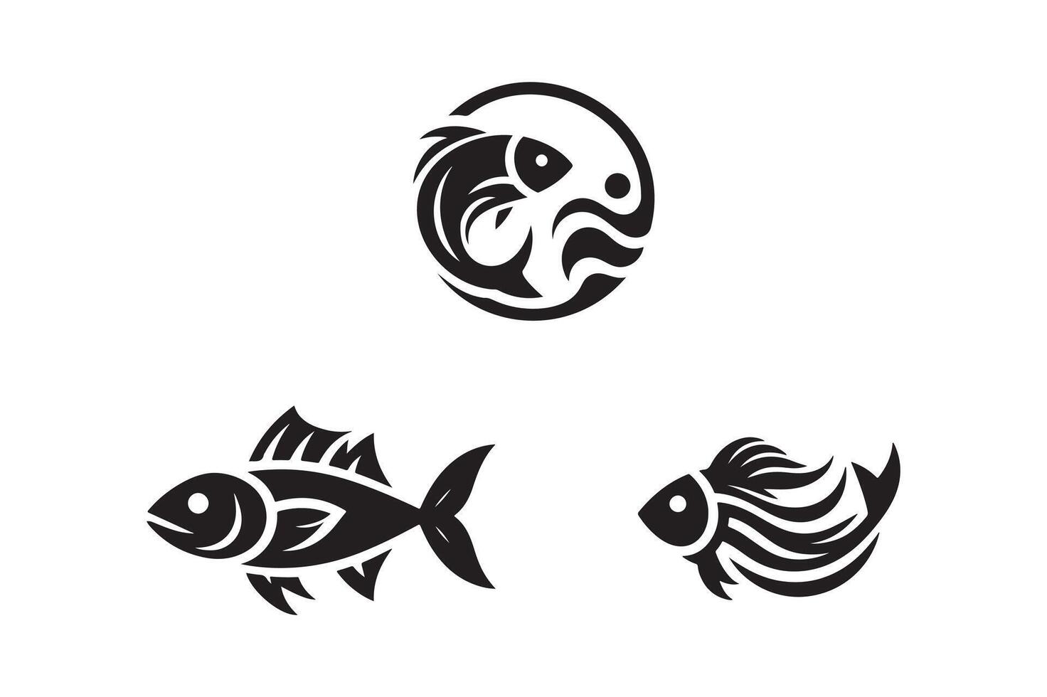 Fish simple icon. Silhouette on white background. vector