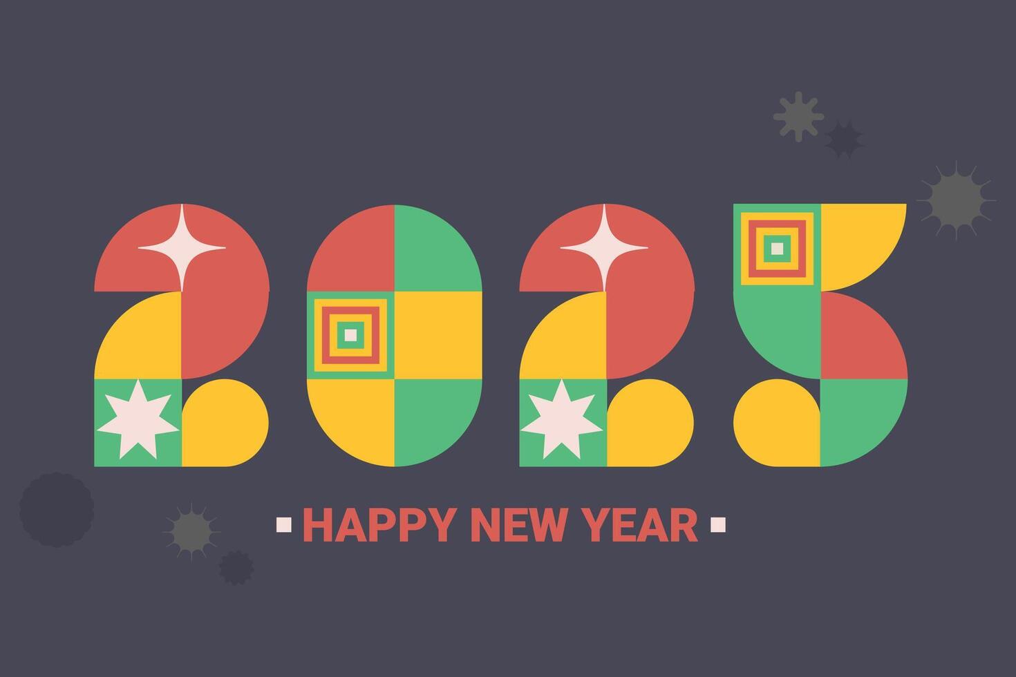 Happy New Year 2025. New Year poster or card design with geometric abstract numbers. vector