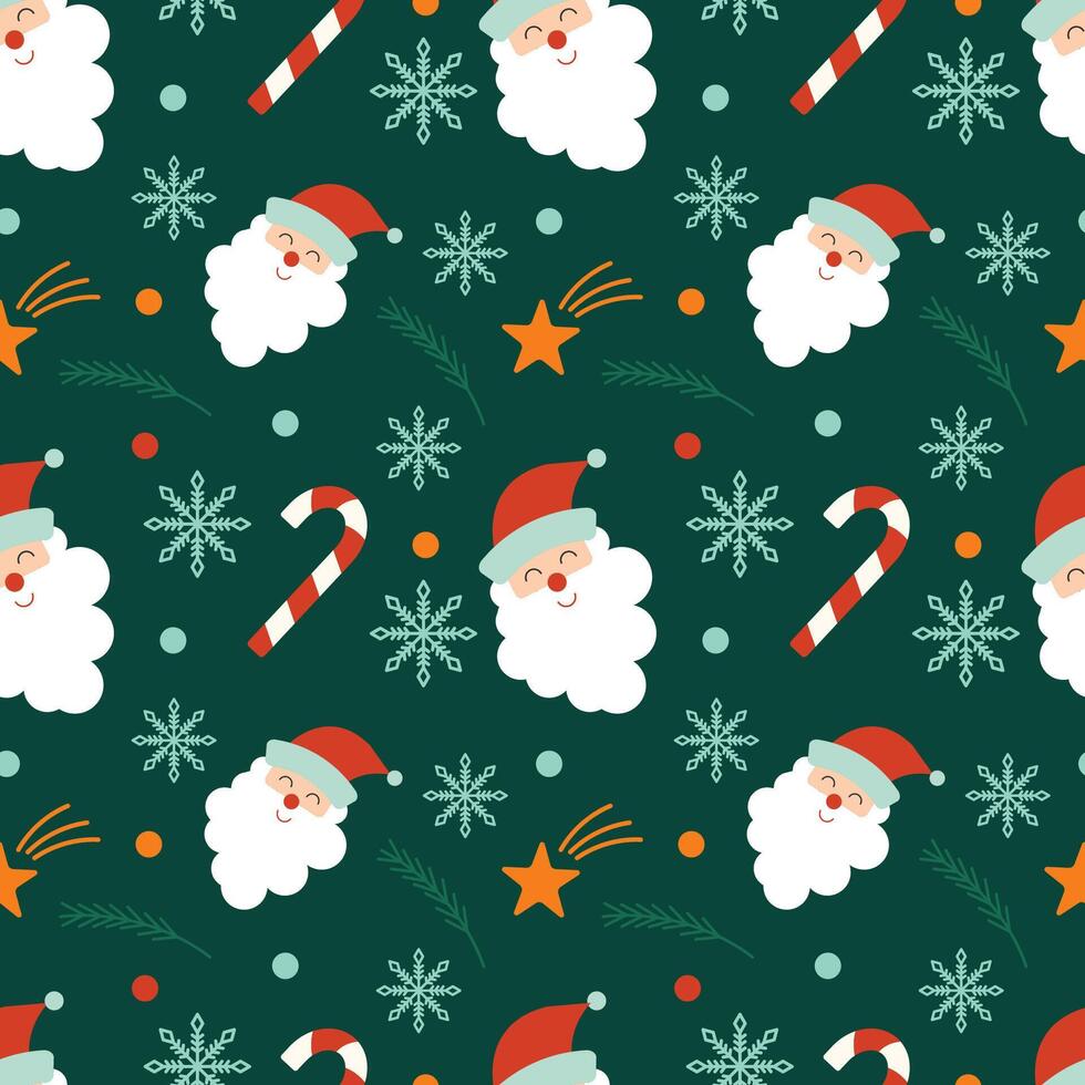Christmas and New Year pattern with green background. vector