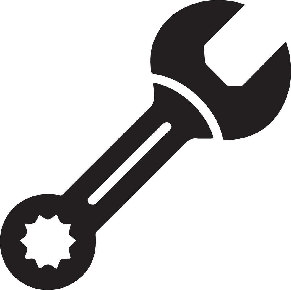 Black wrench silhouette vector