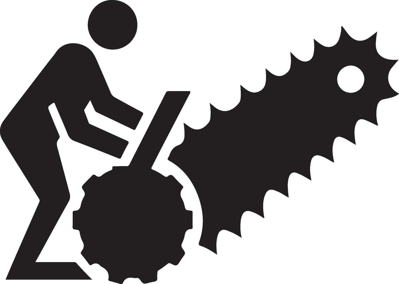 A man pushing a big saw. vector