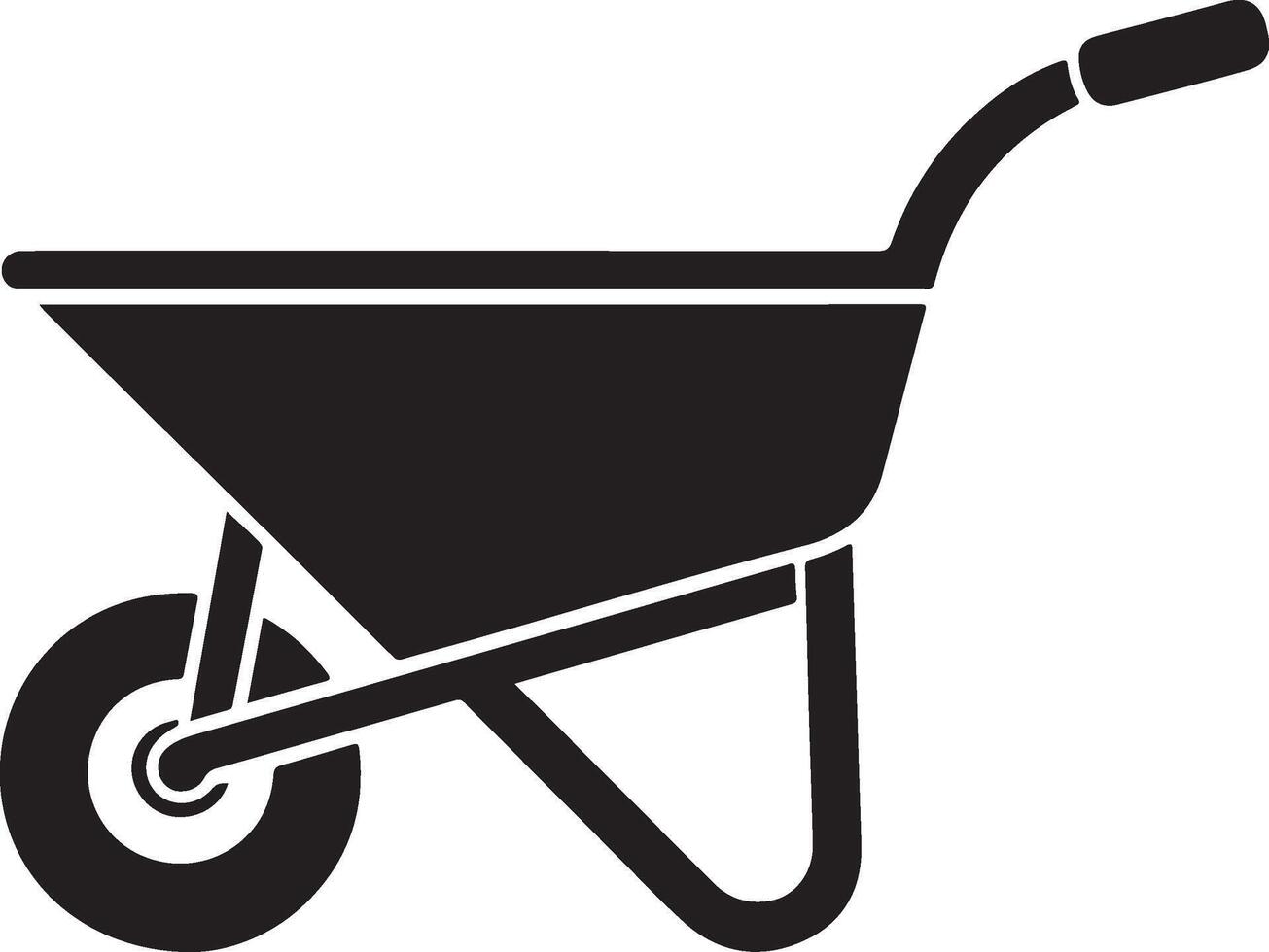 Black wheelbarrow for construction site vector