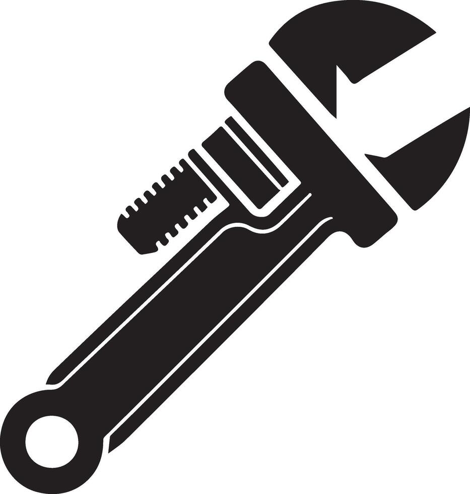 Black pipe wrench icon. vector