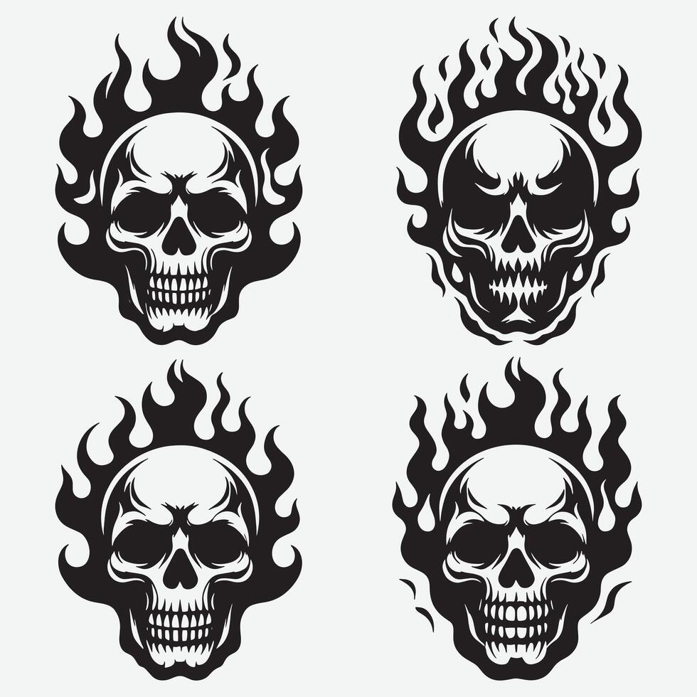 Original Skull Silhouettes Clip Art for Distinctive Branding vector