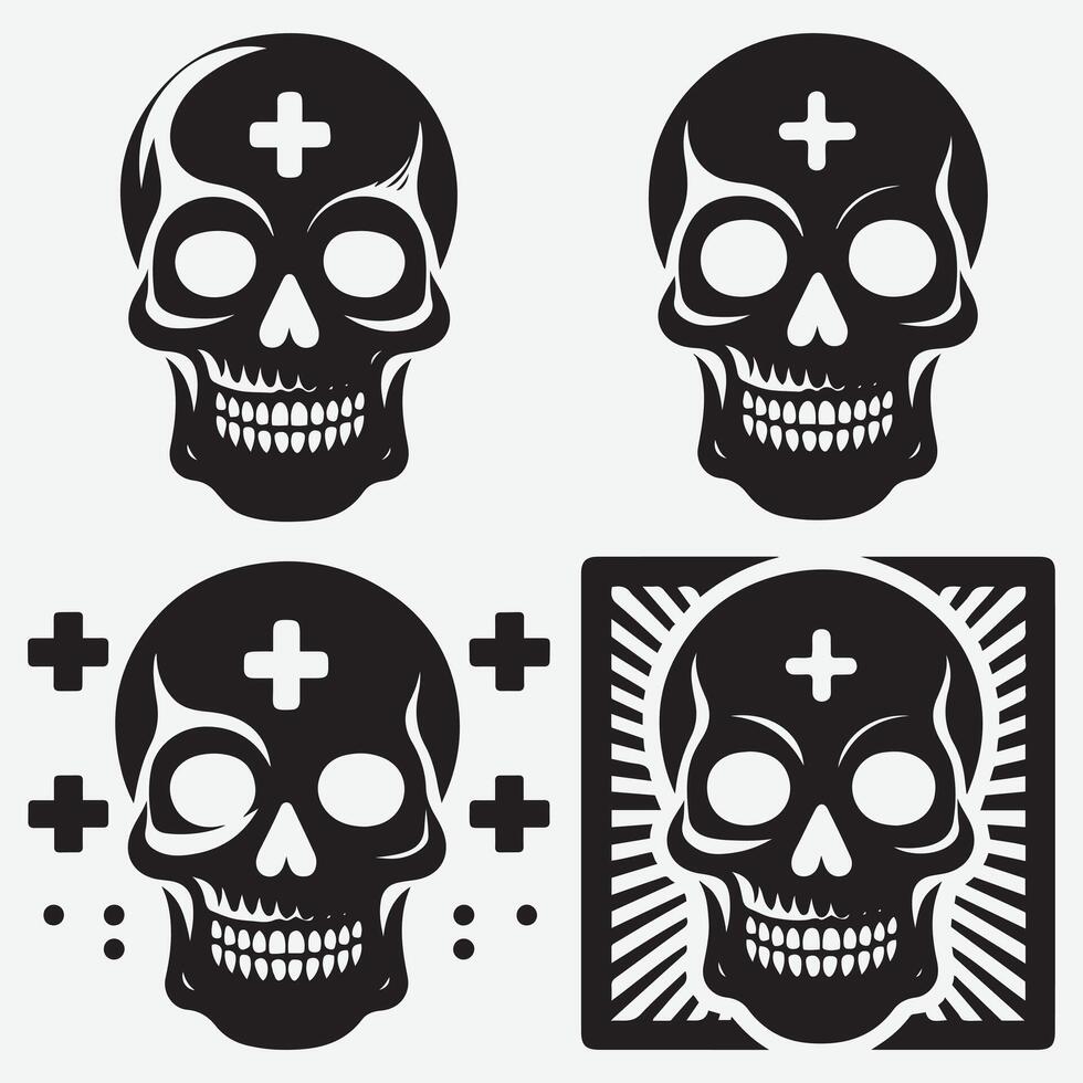 Unique Skull Silhouettes Clip Art for Stunning Graphic Presentations vector