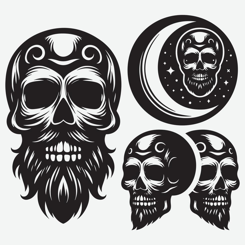 Eye Catching Skull Silhouettes Clip Art for Creative Projects vector