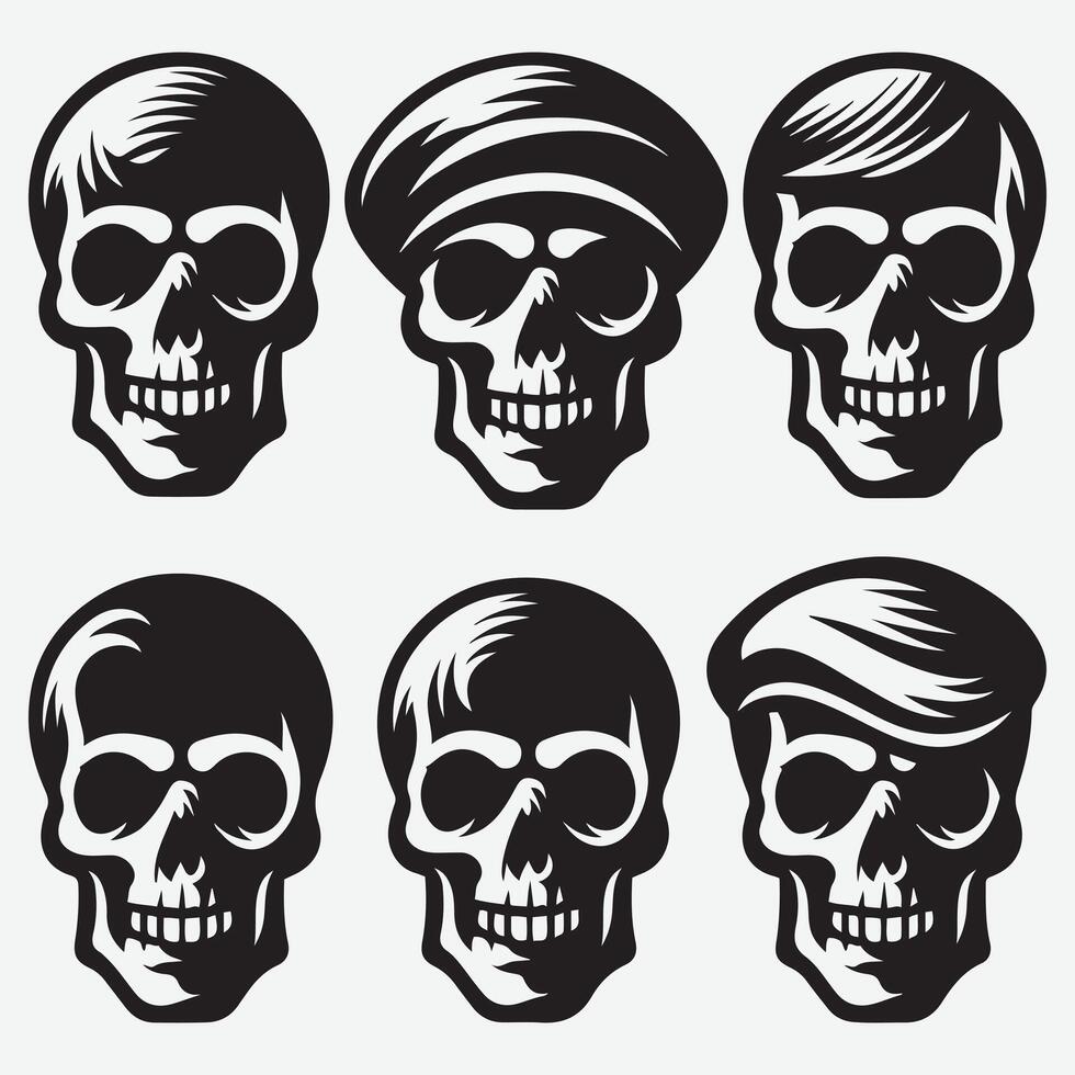 Artistic Skull Silhouettes Clip Art for Stunning Graphic Design vector
