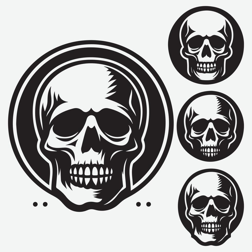 Unique Skull Silhouettes Clip Art for Engaging Content Creation vector