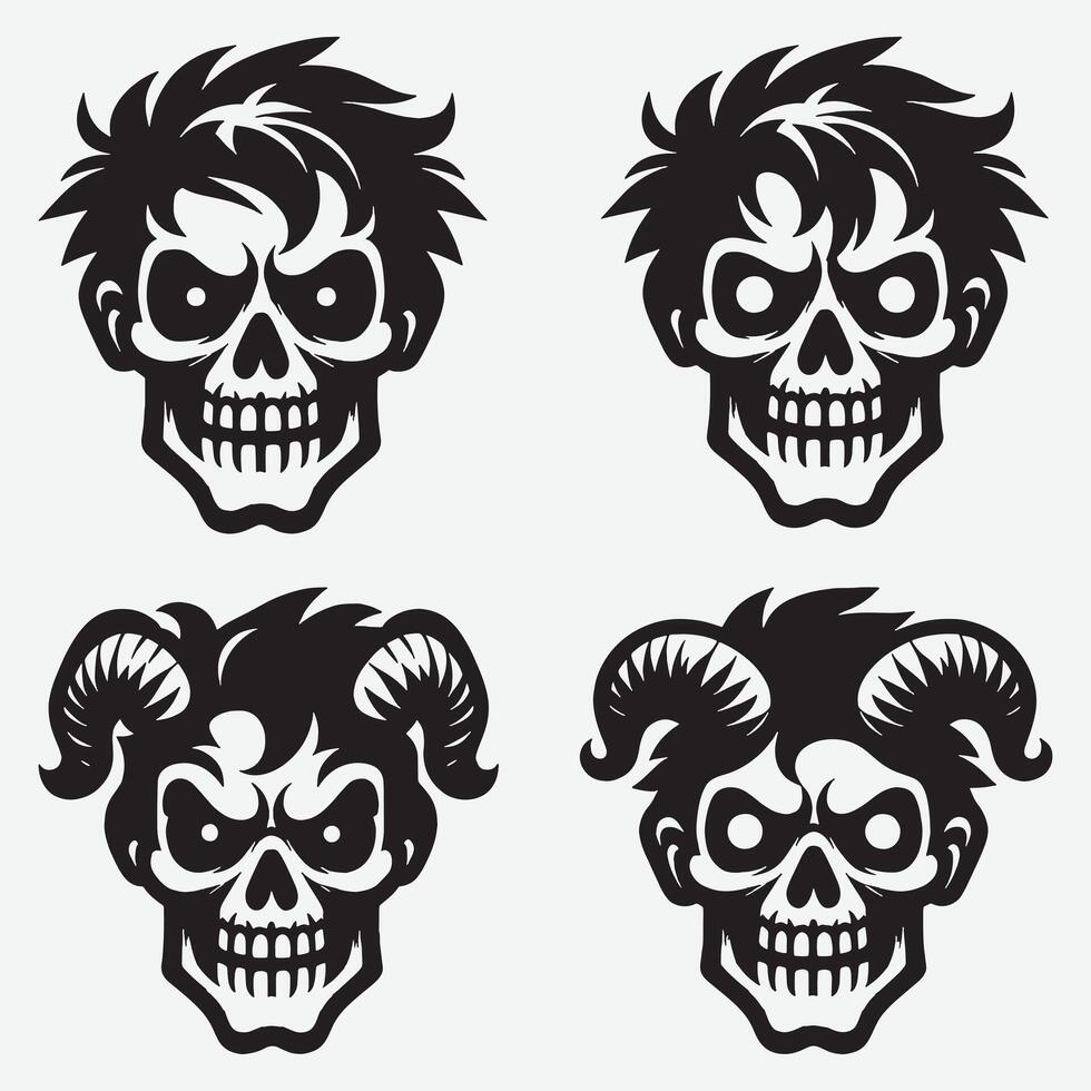 Striking Skull Silhouettes Clip Art for High Impact Graphics vector