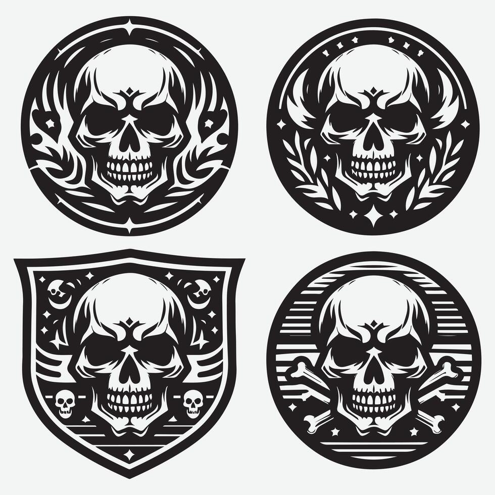 Artistic Skull Silhouettes Clip Art for Unique Display Designs vector