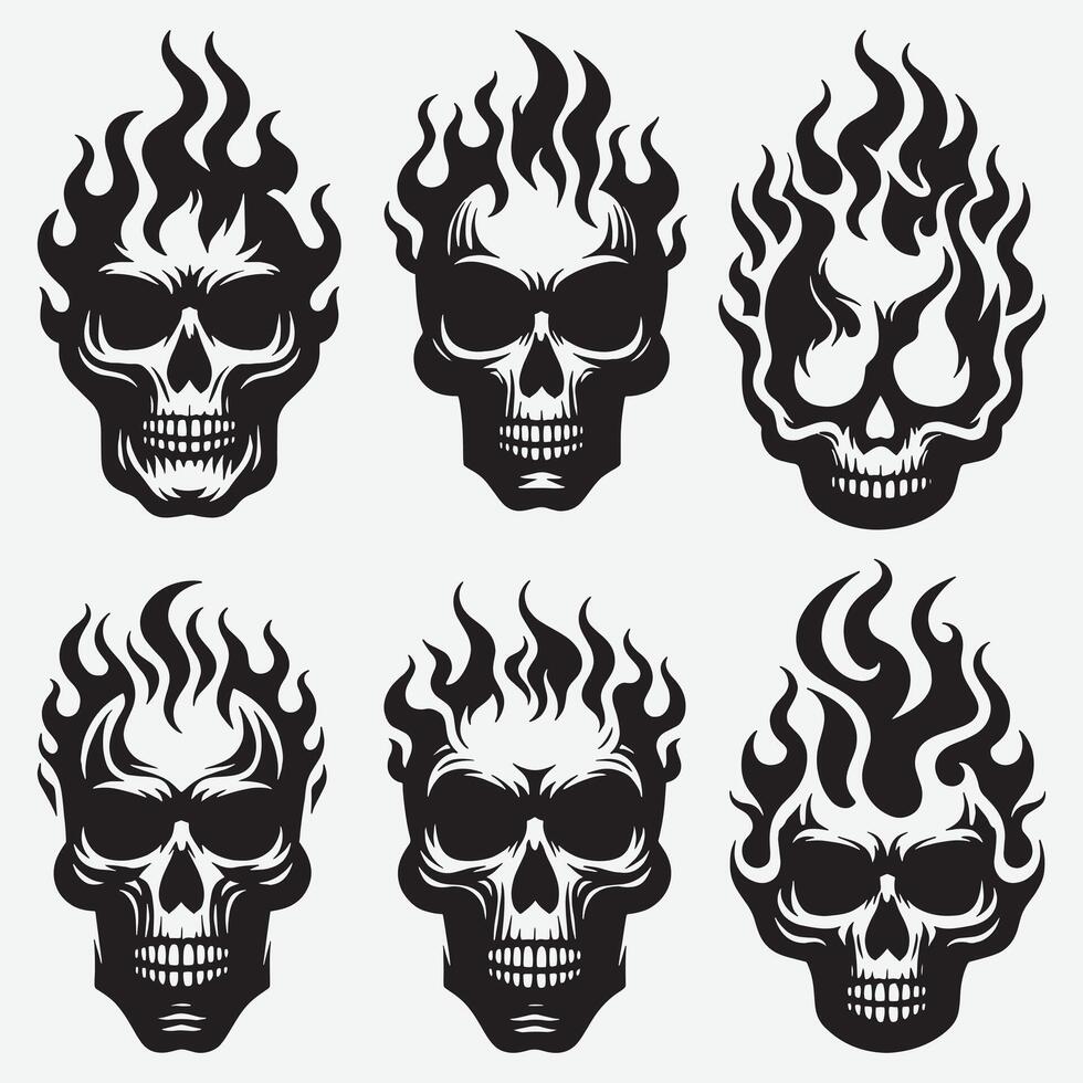 Modern Skull Silhouettes Clip Art for Trendy Visual Communications vector