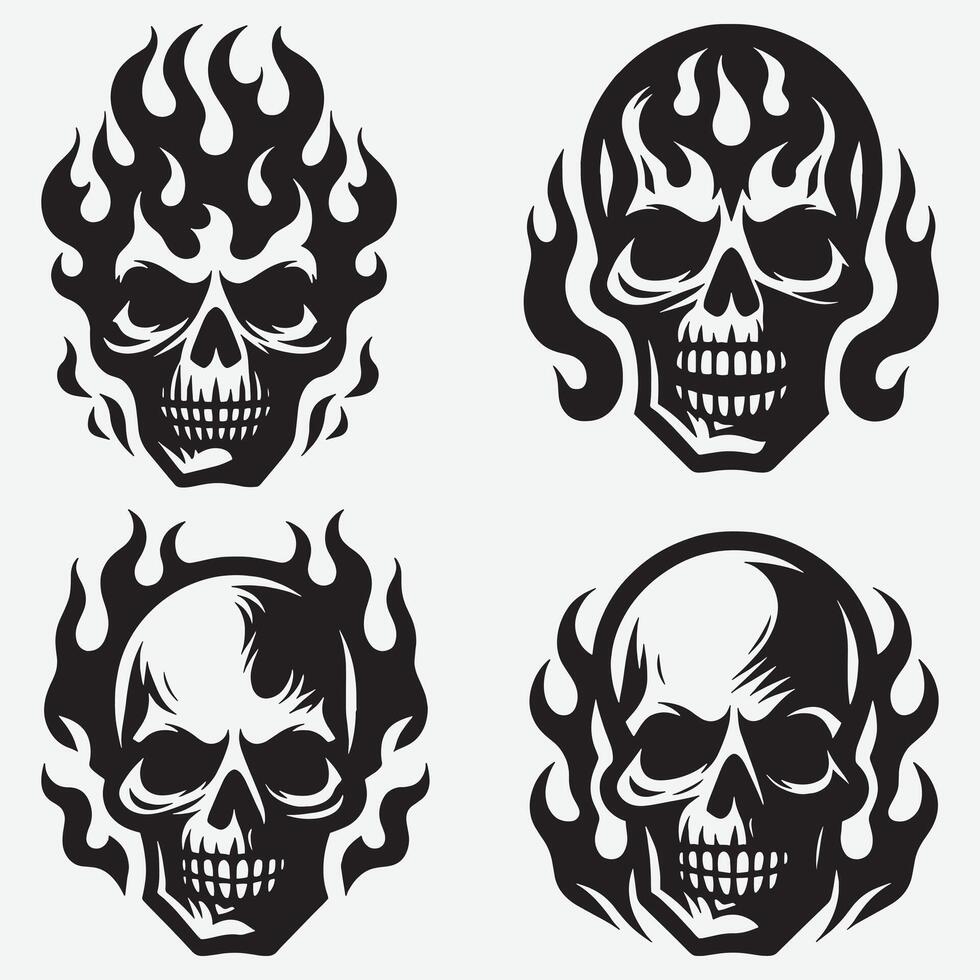 Unique Skull Silhouettes Clip Art for Custom Digital Designs vector